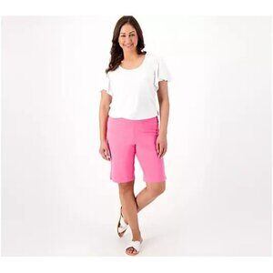 Belle by Kim Gravel Ponte Bermuda Shorts Island Pink Plus 32 A601124